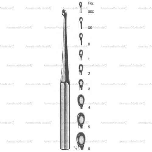 bruns bone curette - oval, 23 cm (9 1/8")