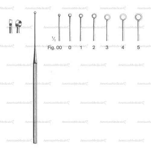 buck ear curette - 16.5 cm (6 1/2"), straight/ sharp