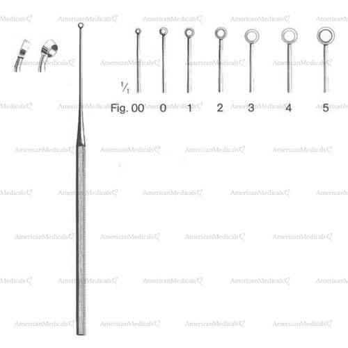 buck ear curette - 16.5 cm (6 1/2"), curved/ sharp