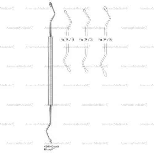 hemingway double ended bone curettes - 18 cm (7 1/8")