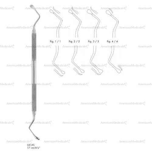 lucas double ended bone curettes with round handle - 17 cm (6 3/4")