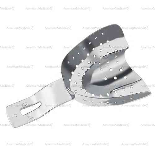 perforated impression tray for partially toothed upper jaws