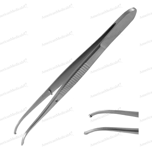 steristat sterile disposable iris tissue forceps curved with teeth stainless steel