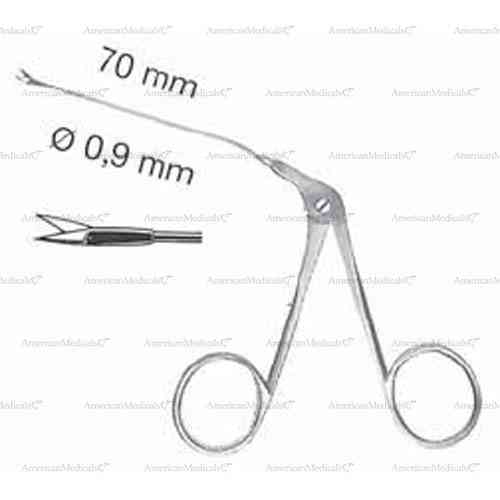 wullstein micro-mini ear scissors with ring handle patterns - rg, 70 mm (2 7/8") ø 0.9 mm